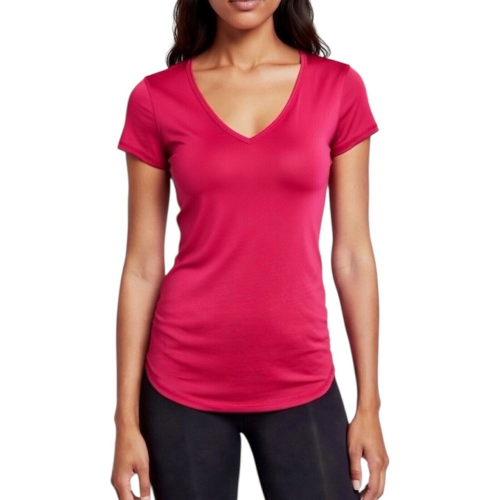 VS MODA INTERNATIONAL V-Neck Ruched Tunic Length Tee